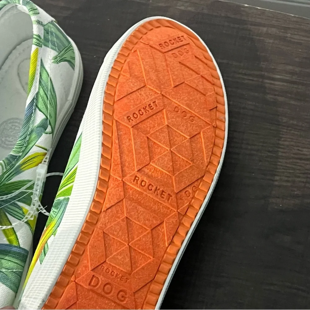 NWOT Rocket Dog Jazzin Green/White Palm Print Cotton Sneakers Size 11 - Picture 8 of 10